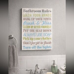 Bathroom Rules Decorative canvas Sign